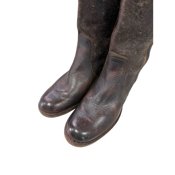 FRYE Womens Samantha Knee High Patchwork Riding Brown Boots Boho Leather 9 M - Picture 6 of 12